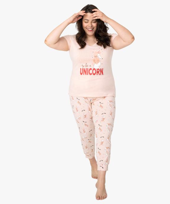 Pyjama femme grande taille avec message humoristique vue5 - GEMO(HOMWR FEM) - GEMO