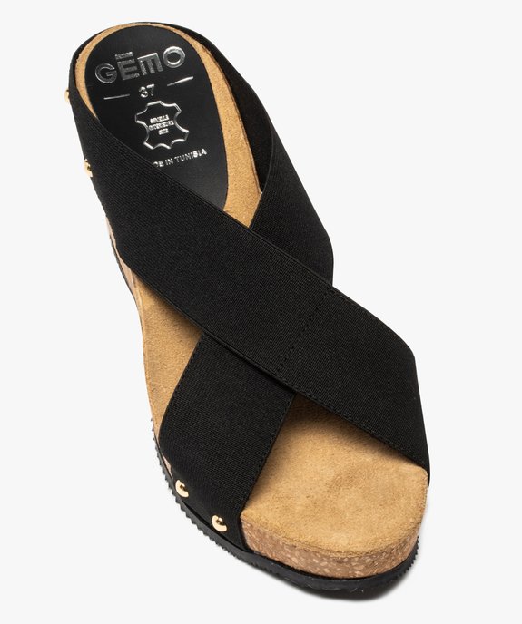 Mules femme à talon compensé et larges brides élastiques vue5 - GEMO(URBAIN) - GEMO