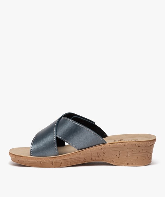 Mules femme confort compensées à scratch vue3 - GEMO (CONFORT) - GEMO