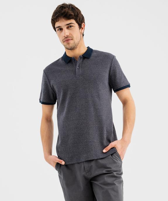 Polo manches courtes en coton à motifs géométriques homm vue1 - GEMO (HOMME) - GEMO