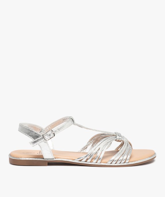Sandales femme à talon plat et fines brides métallisées  vue1 - GEMO (CASUAL) - GEMO
