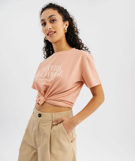 Tee-shirt manches courtes à message femme vue2 - GEMO 4G FEMME - GEMO