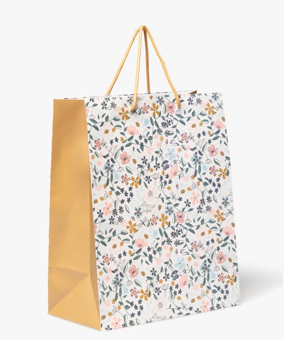 Sac cadeau en papier format moyen motif fleuri vue1 - GEMO 4G FILLE - GEMO