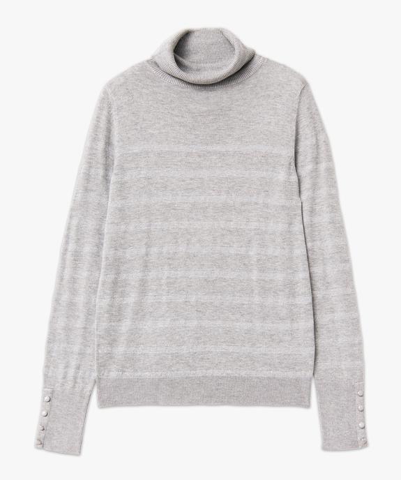 Pull à col roulé en maille fine avec rayures pailletées femme vue4 - GEMO 4G FEMME - GEMO