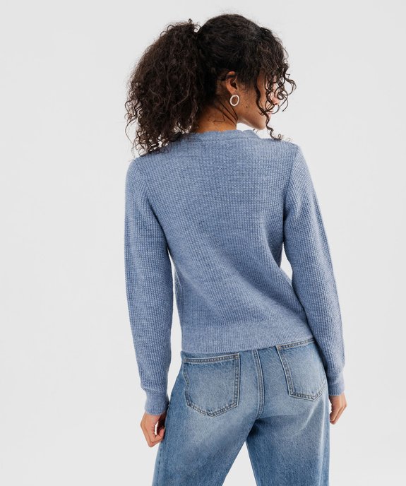 Gilet court à col V avec dentelle femme vue3 - GEMO(FEMME PAP) - GEMO