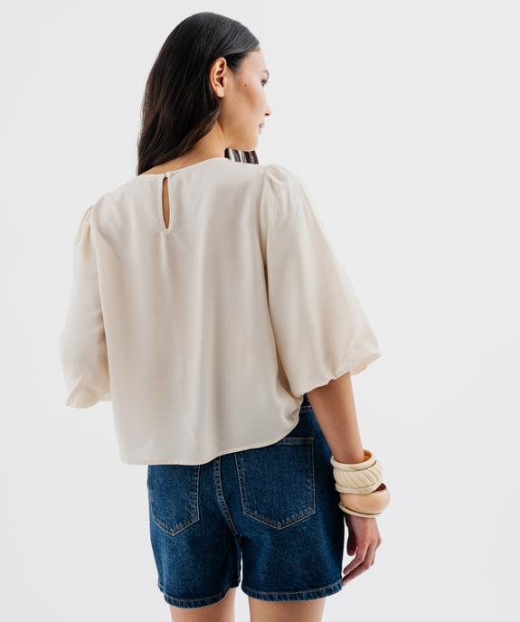 Blouse manches 3/4 avec empiècement brodé femme vue3 - GEMO(FEMME PAP) - GEMO
