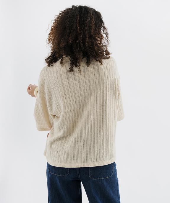 Polo en maille fantaisie ajourée femme - LuluCastagnette vue3 - LULUCASTAGNETTE - GEMO