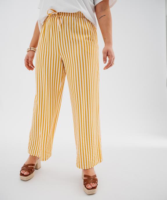 Pantalon rayée ample et fluide femme grande taille vue1 - GEMO 4G GT - GEMO