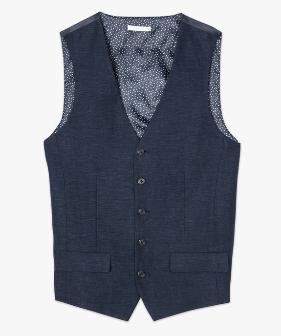 Gilet de costume homme en lin avec doublure fantaisie vue4 - GEMO (HOMME) - GEMO