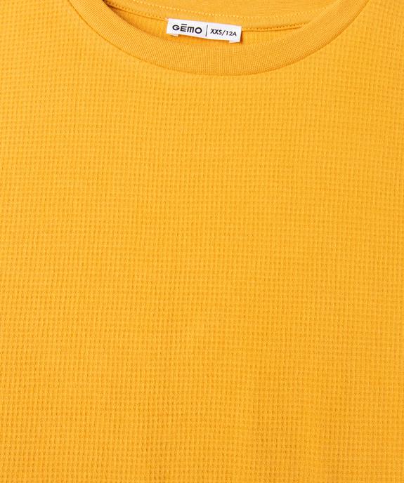 Tee-shirt manches courtes oversize en maille nid d'abeille garçon vue3 - GEMO 4G GARCON - GEMO