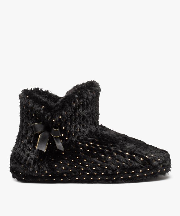 Chaussons femme boots en textile peluche à pois vue1 - GEMO(HOMWR FEM) - GEMO