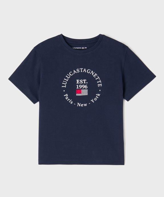 Tee-shirt manches courtes avec inscription brodée garçon - LuluCastagnette vue1 - LULU CASTAGNETTE GEMO FOR GOOD - GEMO