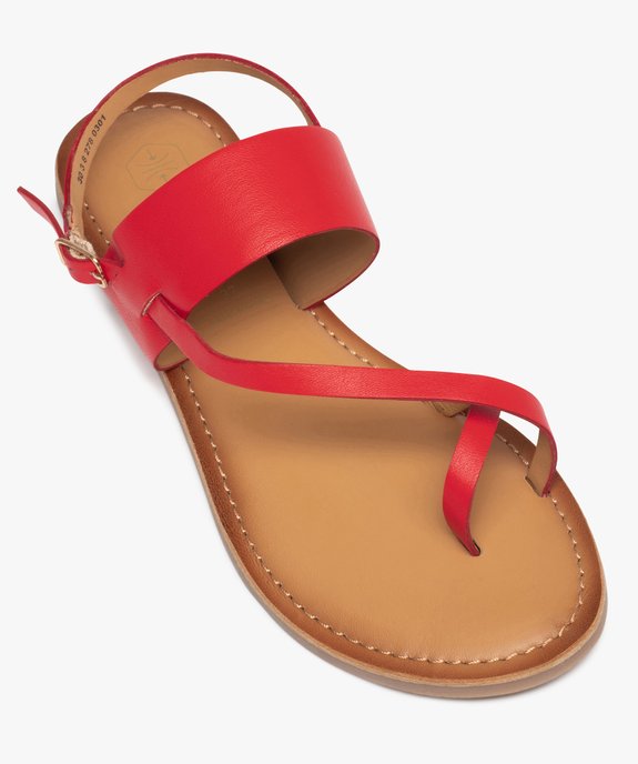 Sandales femme à talon plat et brides en cuir vue5 - GEMO (CASUAL) - GEMO