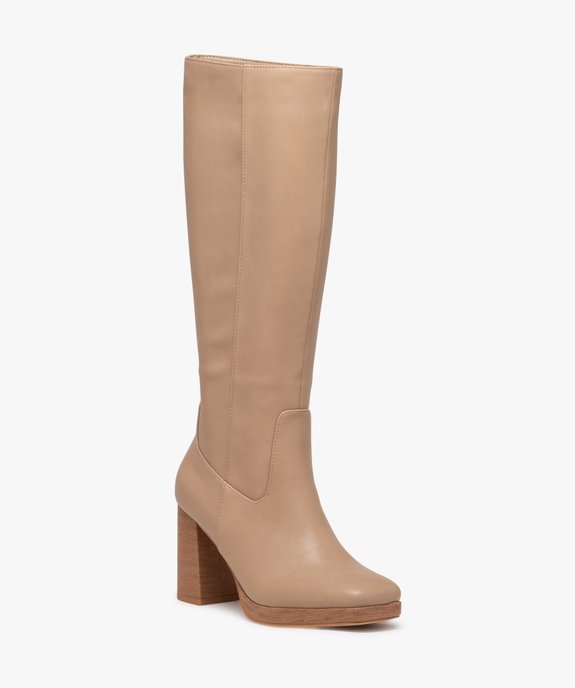 Bottes femme unies à talon haut et à bout carré vue2 - GEMO(URBAIN) - GEMO