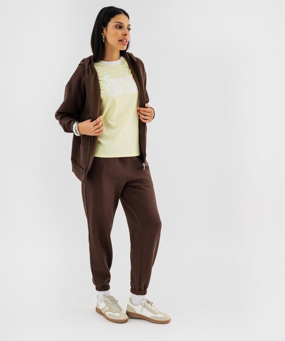 Tee-shirt manches courtes avec inscription coupe oversize femme vue4 - GEMO 4G FEMME - GEMO