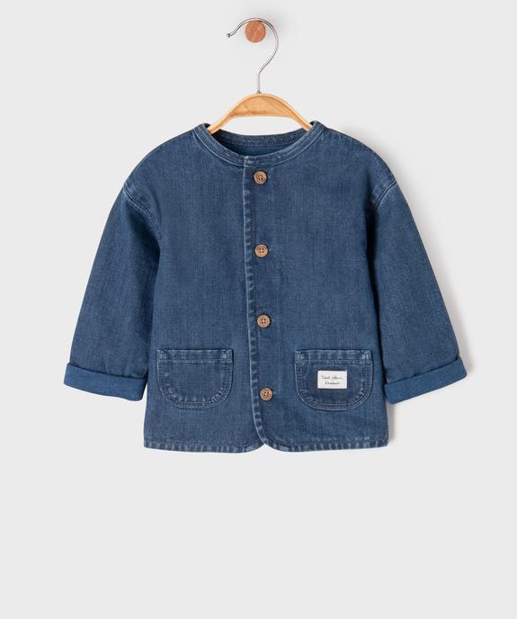 Veste en jean doublée jersey à col rond bébé fille vue1 - GEMO 4G BEBE - GEMO