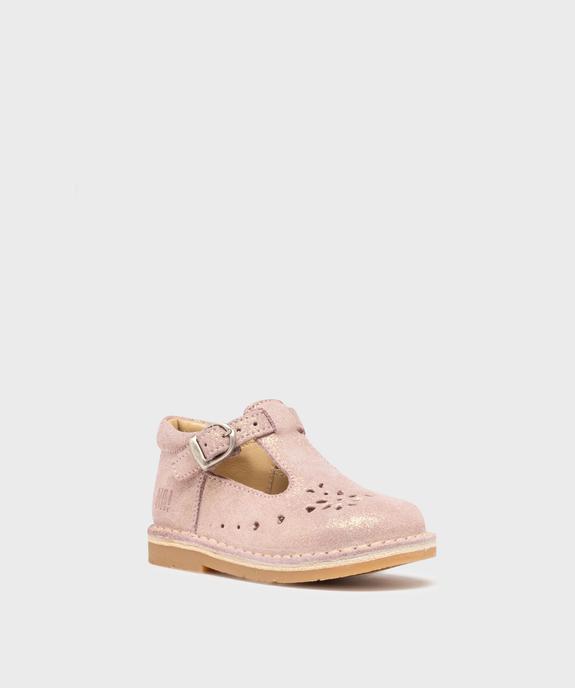 Chaussures babies en cuir pailleté à boucle bébé fille vue2 - NA! - GEMO