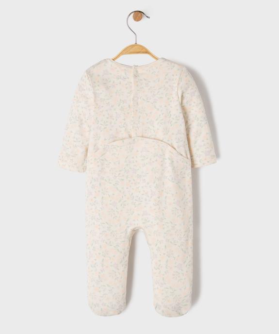 Pyjama dors bien en jersey fleuri à pont-dos pressionné bébé vue3 - GEMO 4G BEBE - GEMO