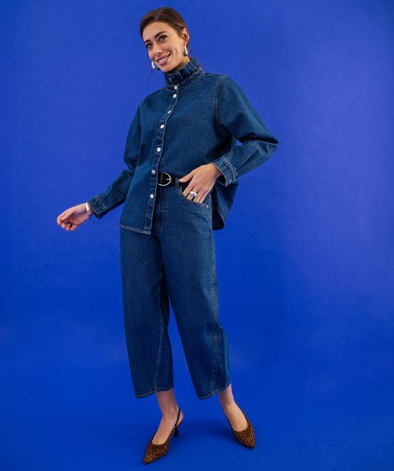 Surchemise en jean à col victorien femme vue6 - GEMO 4G FEMME - GEMO