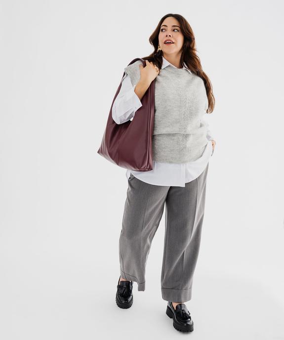 Pull sans manches avec maille ajourée sur l’avant femme grande taille vue4 - GEMO (G TAILLE) - GEMO