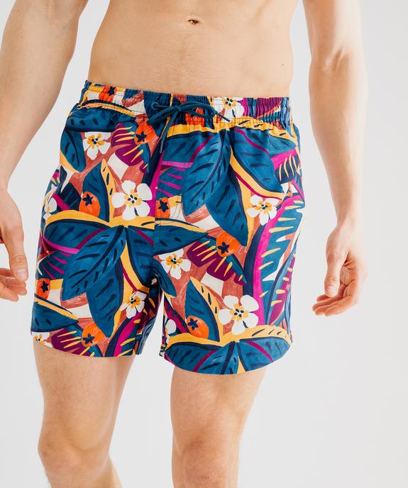 Short de bain à motifs exotiques avec taille élastique homme vue3 - GEMO 4G HOMME - GEMO