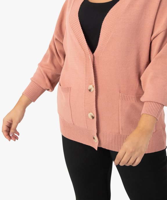 Gilet femme grande taille en maille souple et gros boutons vue2 - GEMO (G TAILLE) - GEMO