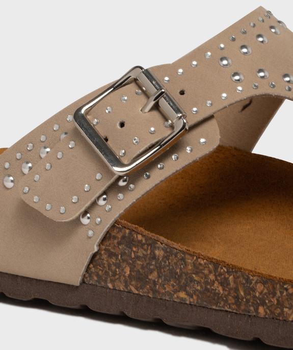 Claquettes à entredoigts semelle intérieure cuir avec strass femme vue6 - VALENTINA BALDA - GEMO