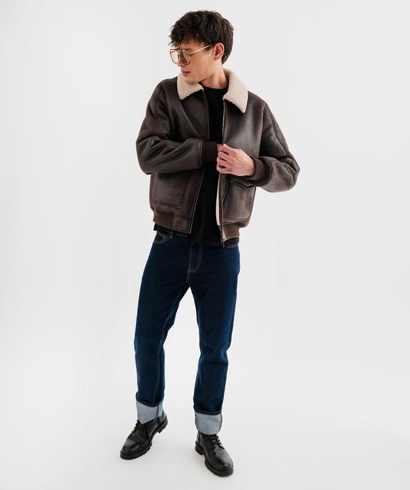 Blouson aviateur à col en fourrure imitation homme vue4 - GEMO (HOMME) - GEMO