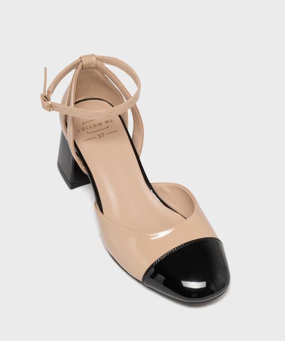 Escarpins bicolores avec bride cheville femme - Follow Me vue5 - FOLLOW ME - GEMO