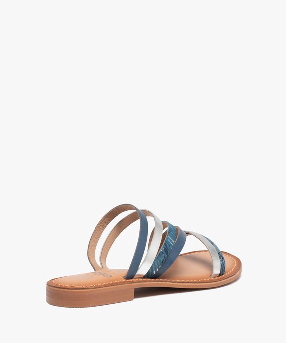 Mules femme à fines brides fantaisie en cuir vue4 - GEMO (CASUAL) - GEMO