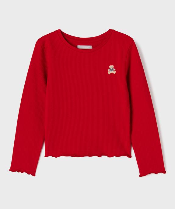 Tee-shirt manches longues en maille gaufrée fille - LuluCastagnette vue1 - LULU CASTAGNETTE GEMO FOR GOOD - GEMO