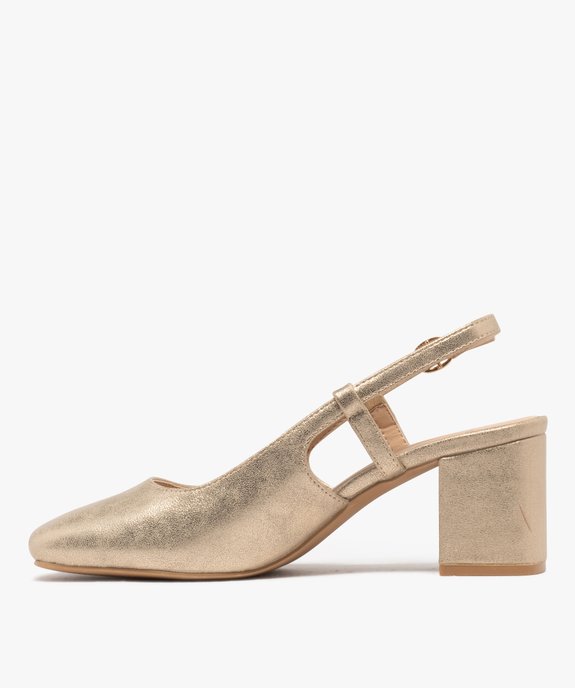 Escarpins sling-back à talon large et bout carré femme vue4 - FOLLOW ME - GEMO