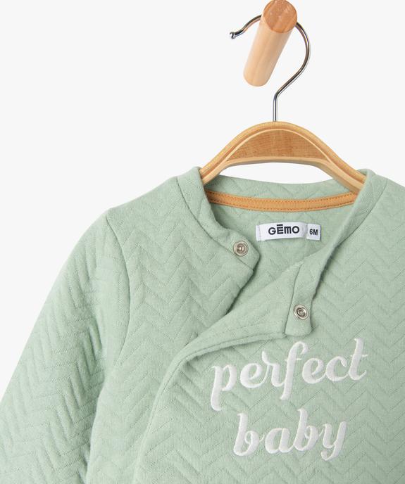 Sweat brassière en molleton à fermeture devant bébé vue2 - GEMO(BB COUCHE) - GEMO