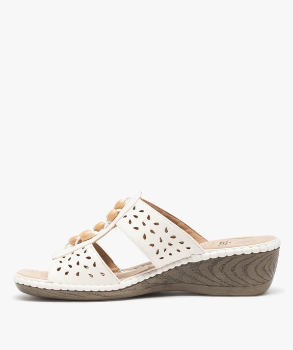 Mules femme confort à brides ajourées et perles en bois vue3 - GEMO (CONFORT) - GEMO