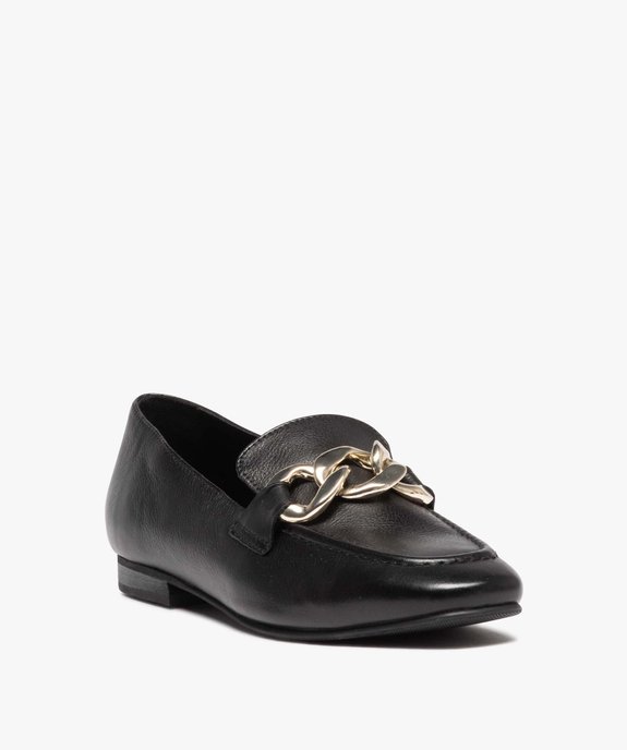 Mocassins femme en cuir avec bride chaînette  vue2 - GEMO (CASUAL) - GEMO
