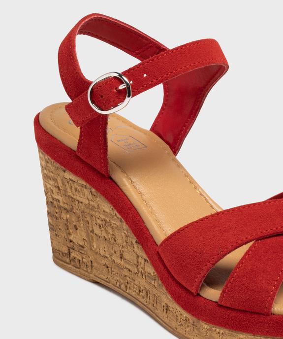 Sandales à brides en cuir métallisé et semelle compensée femme - Tanéo vue6 - TANEO - GEMO