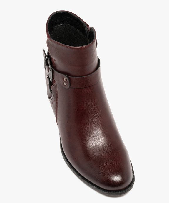 Boots femme à petit talon et bout amande avec brides fantaisie  vue6 - GEMO (CASUAL) - GEMO