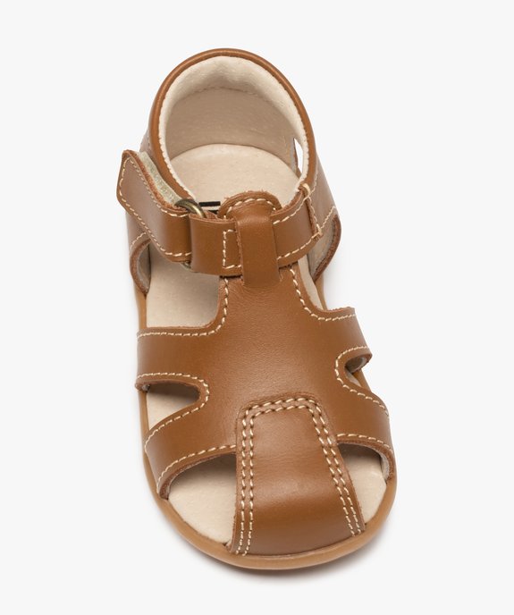 Sandales premiers pas bébé garçon dessus cuir à bout fermé vue5 - GEMO(BEBE DEBT) - GEMO