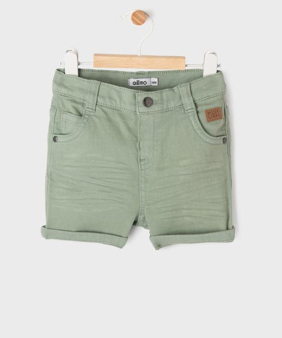 Short en coton stretch avec taille ajustable bébé garçon vue1 - GEMO(BEBE DEBT) - GEMO