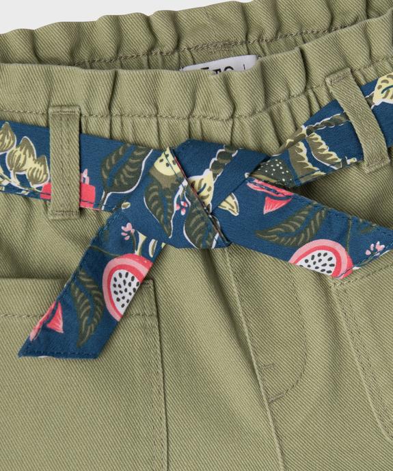 Short ample à taille paper bag et ceinture à nouer fille vue3 - GEMO 4G FILLE - GEMO