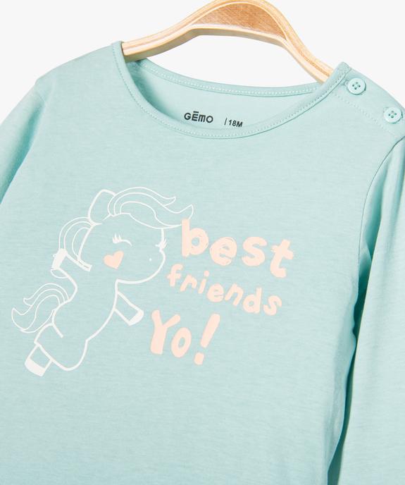 Tee-shirt à manches longues à message bébé fille vue2 - PREMIER PRIX BY GEMO - GEMO