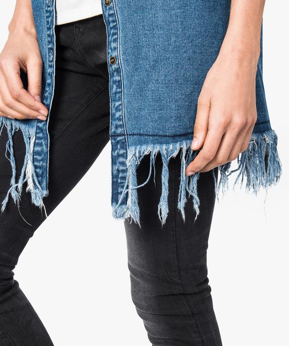 Chemise longue en denim finitions franges dans le bas vue2 - FOLLOW ME 2 - GEMO