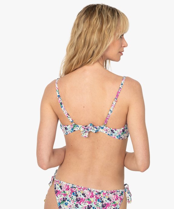 Haut de maillot de bain femme triangle fleurie vue2 - GEMO (PLAGE) - GEMO