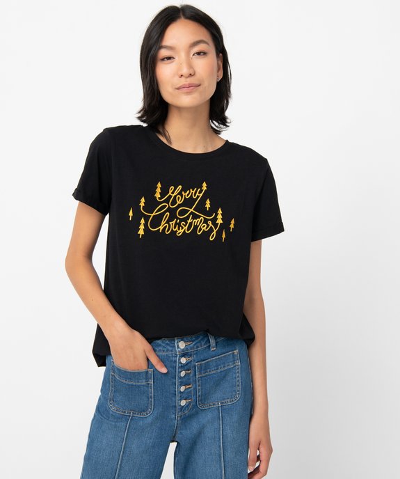 Tee-shirt femme à manches courtes spécial Noël vue1 - GEMO(FEMME PAP) - GEMO