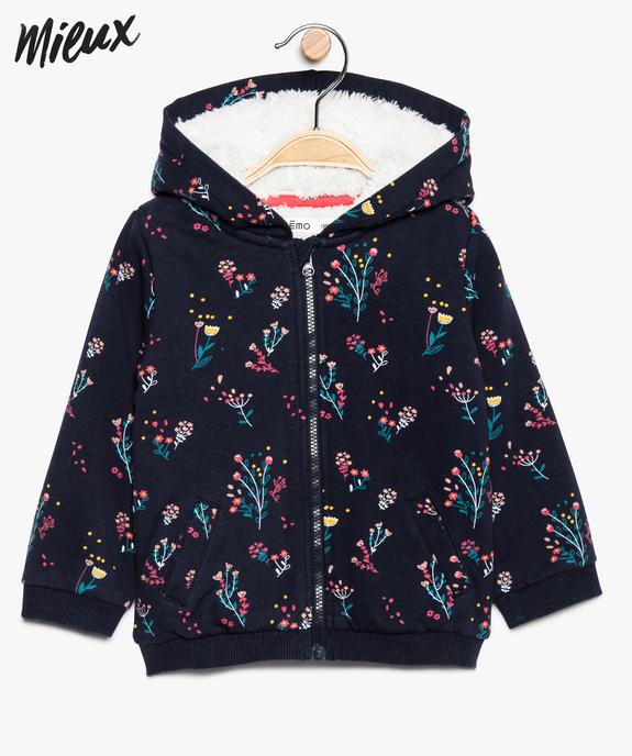 Sweat bébé fille zippé    coton bio vue1 - GEMO 4G BEBE - GEMO