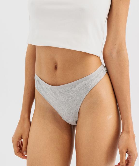 String en coton stretch uni femme (lot de 2) vue3 - GEMO 4G FEMME - GEMO