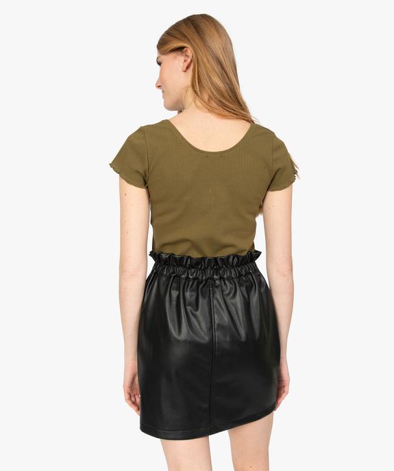 Tee-shirt femme en maille côtelée avec manches ultra courtes vue3 - GEMO(FEMME PAP) - GEMO