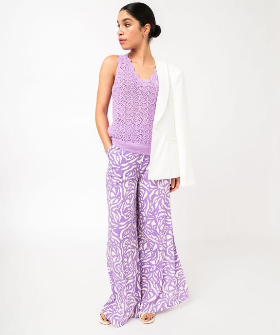 Pantalon large et fluide à taille haute et imprimé femme vue5 - GEMO(FEMME PAP) - GEMO