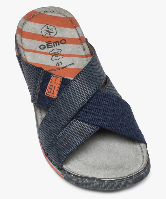 Sandales homme à larges brides croisées en textile vue5 - GEMO (CASUAL) - GEMO