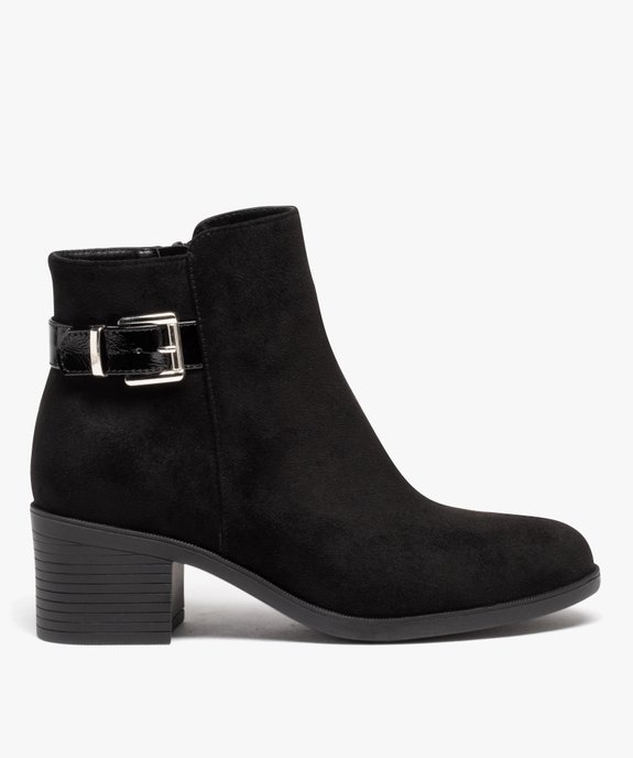 Boots femme à talon carré avec zip et bride décorative vue1 - GEMO(URBAIN) - GEMO